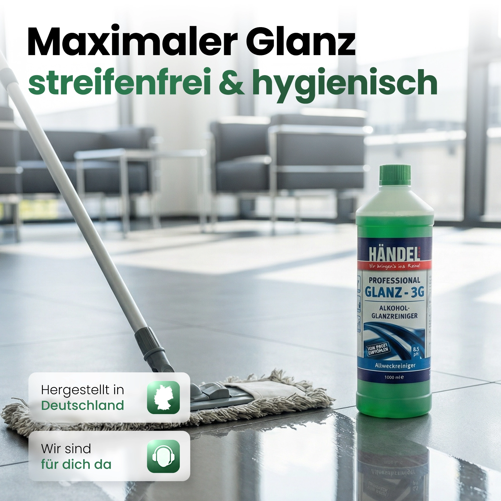 Glanz 3G - Alkohol Glanzreiniger | 1L |  für  hochglänzenden Fliesen und Marmor