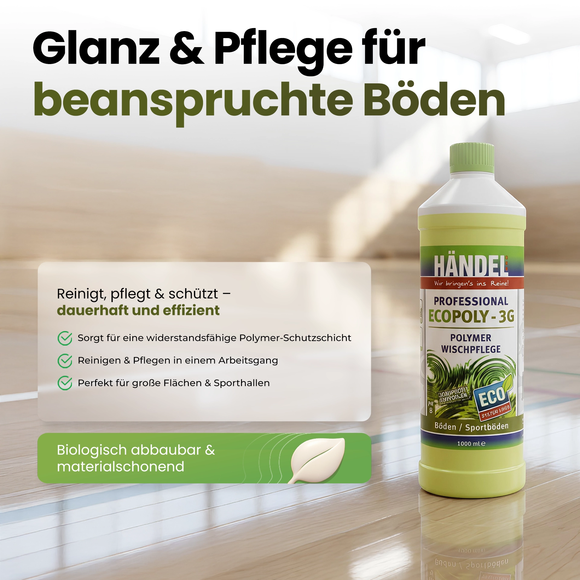 EcoPoly 3G - Polymer Wischpflege | 1L | Ausgezeichnete Reinigungs- und Pflegewirkung