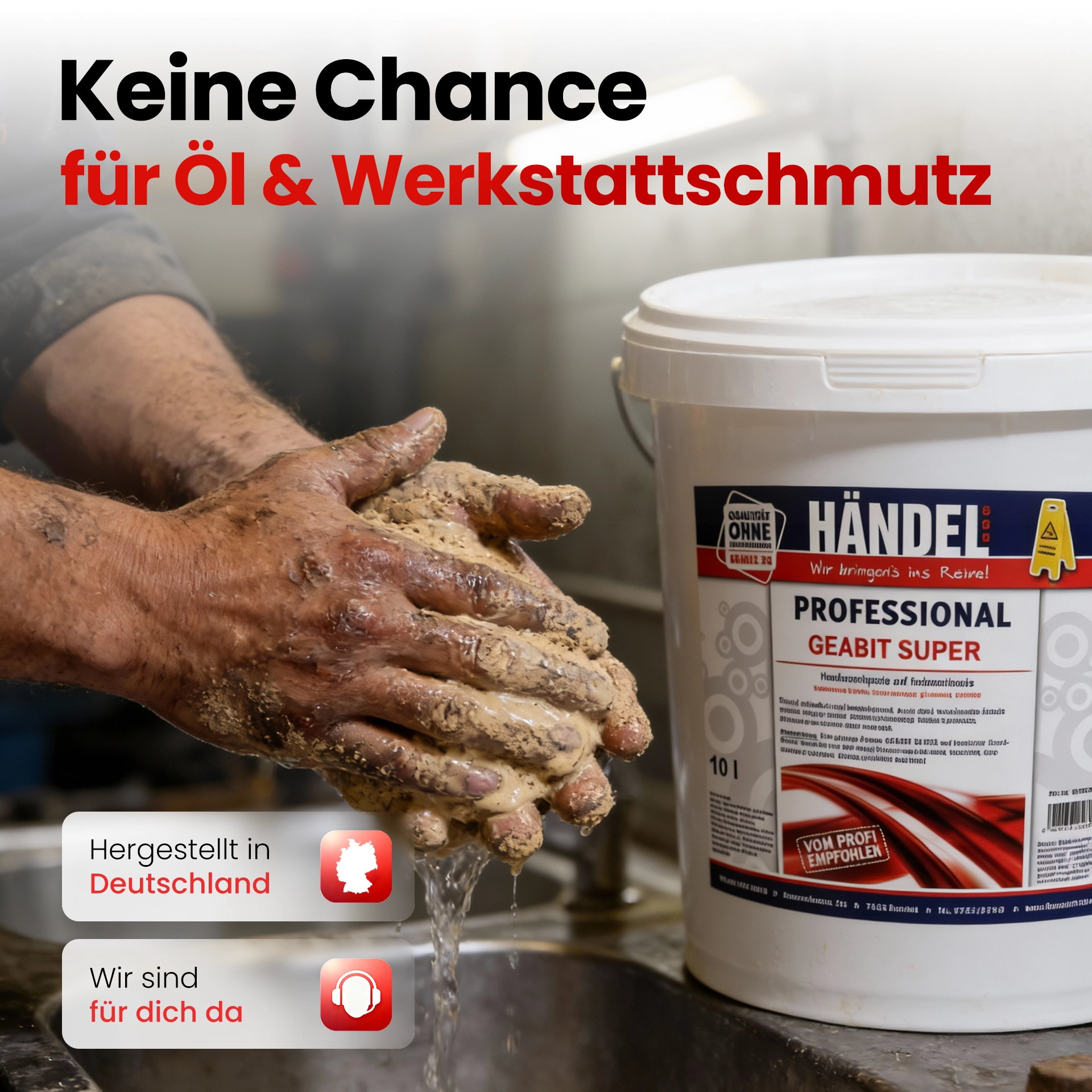 Geabit 3G - Handwaschpaste | 10L | Für Profis gegen starke Verschmutzungen wie Öl, Fett, Ruß | Auf Holzmehlbasis