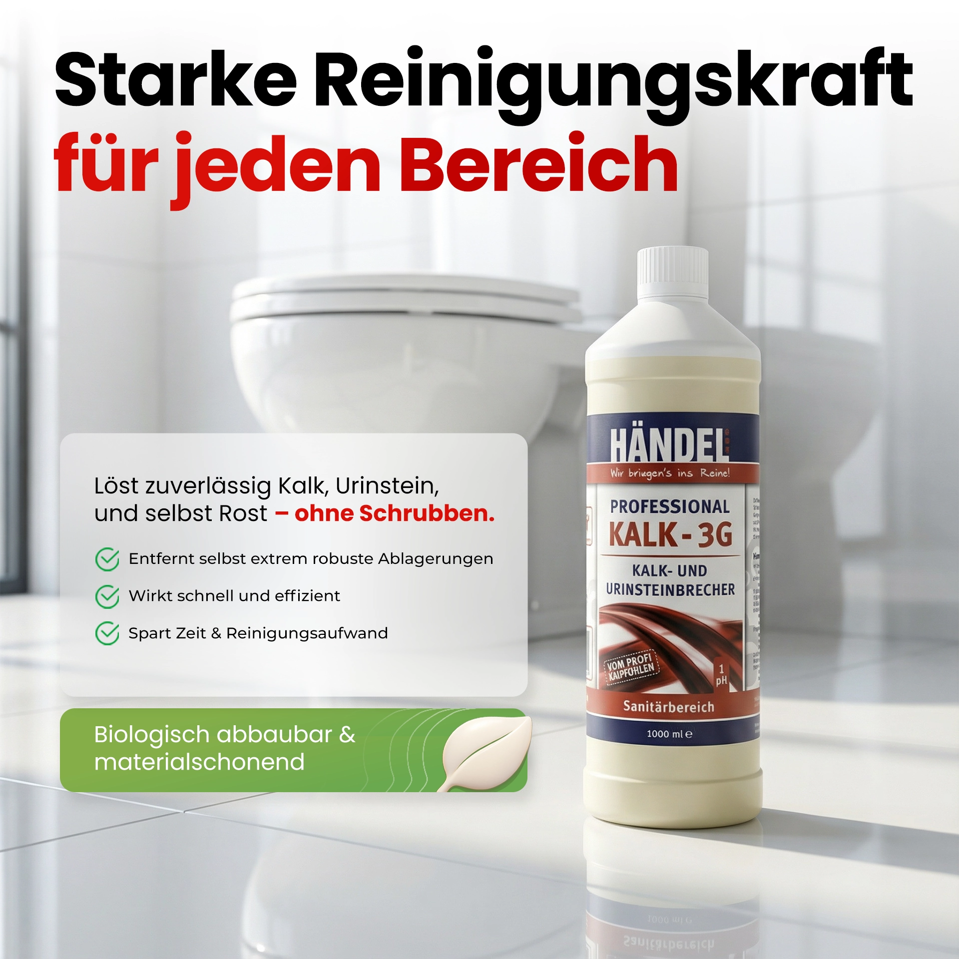 Kalk 3G - Urinsteinentferner | 1L | Entfernt hartnäckige Kalkflecken und Ablagerungen