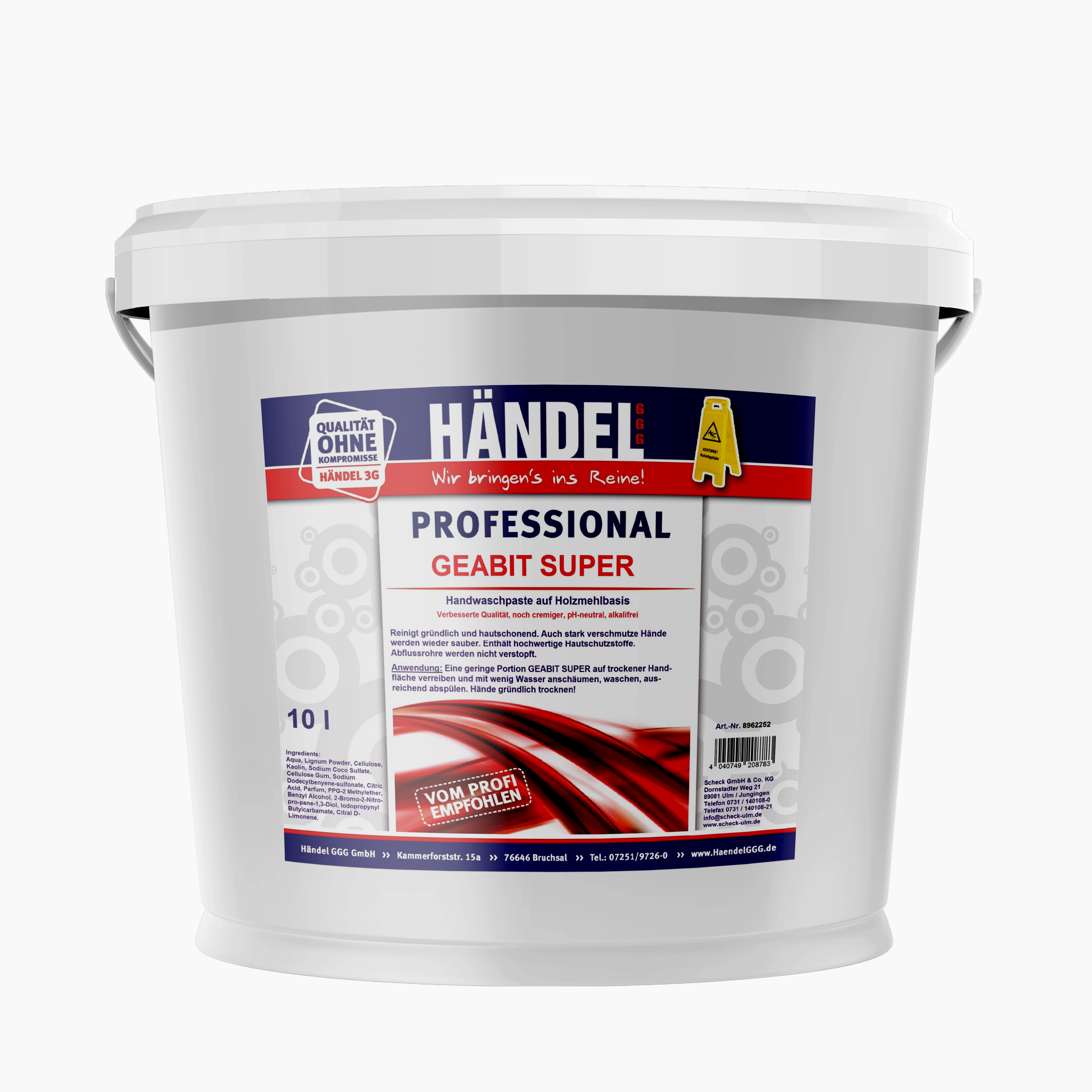 Geabit 3G - Handwaschpaste | 10L | Für Profis gegen starke Verschmutzungen wie Öl, Fett, Ruß | Auf Holzmehlbasis
