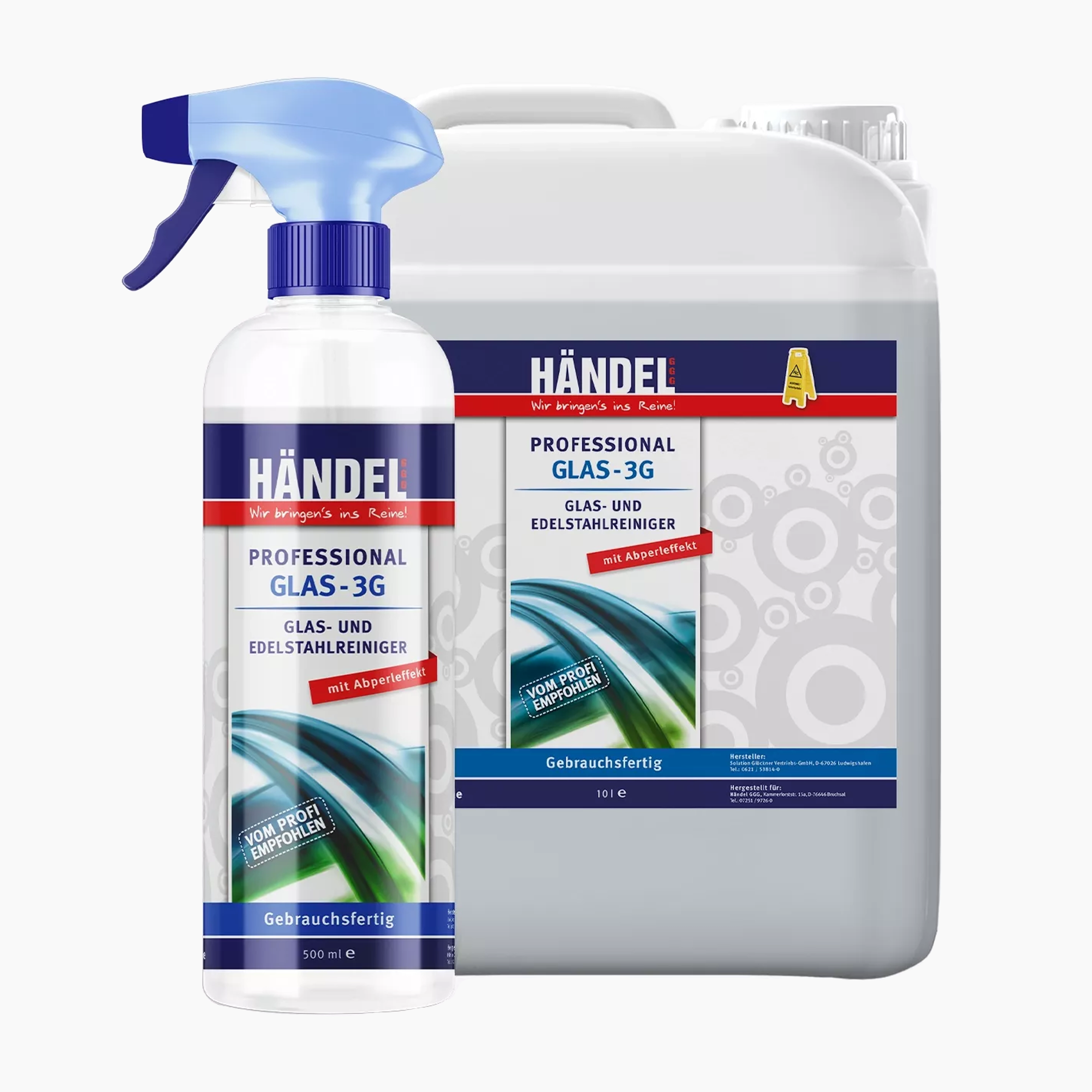 Glas 3G - Glasreiniger und Edelstahlreiniger | 500 ml | mit Abperleffekt | 100% streifenfrei