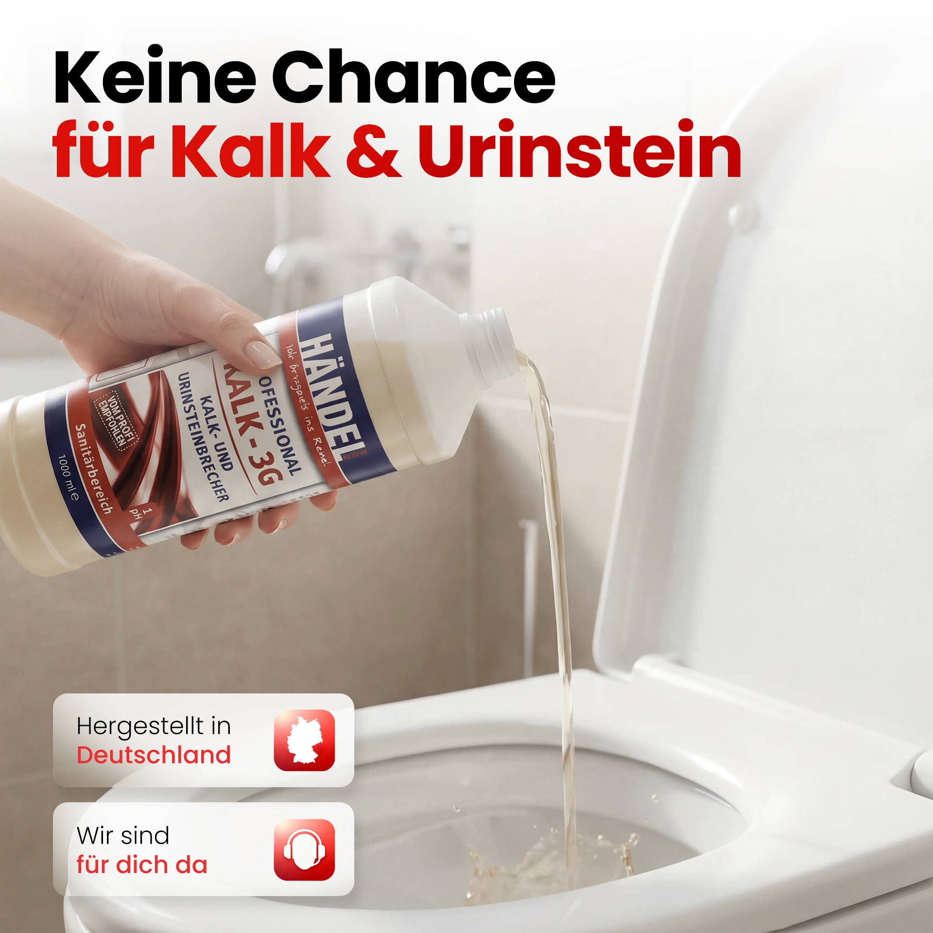Kalk 3G - Urinsteinentferner | 1L | Entfernt hartnäckige Kalkflecken und Ablagerungen